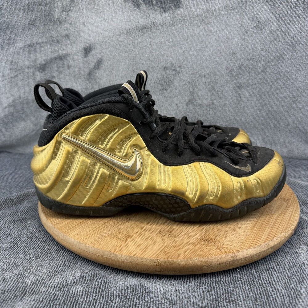 Nike Air Foamposite Pro Shoes Mens Size 10.5 Gold Basketball Sneakers 624041-711